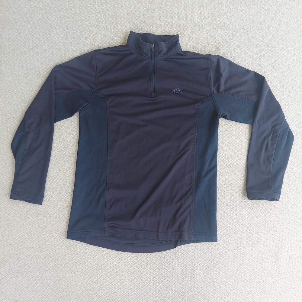 Adidas 1/4 Zip Pullover Men Medium Navy Blue Long Sleeve Mesh Panels Athletic